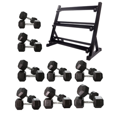 7.5kg to 30kg Hex Dumbbell & Storage Rack Bundle (8 pairs -290kg) - Oli Joy Sports