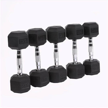 Rubber Hex Dumbbell (2.5kg-50kg/ 2.5kg increments) - Oli Joy Sports
