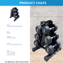 Load image into Gallery viewer, Steel Vertical 3 Pairs Dumbbells Storage Stand - Oli Joy Sports