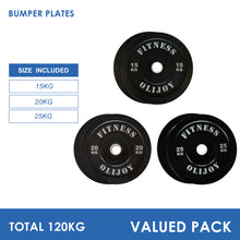 Load image into Gallery viewer, 120kg Black Bumper Plates Bundle (15/20/25) - Oli Joy Sports