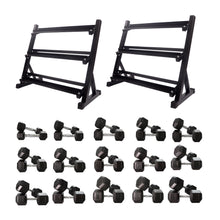 Load image into Gallery viewer, 2.5kg to 45kg Hex Dumbbell Bundle & Storage Rack Bundle (15 pairs - 635kg) - Oli Joy Sports
