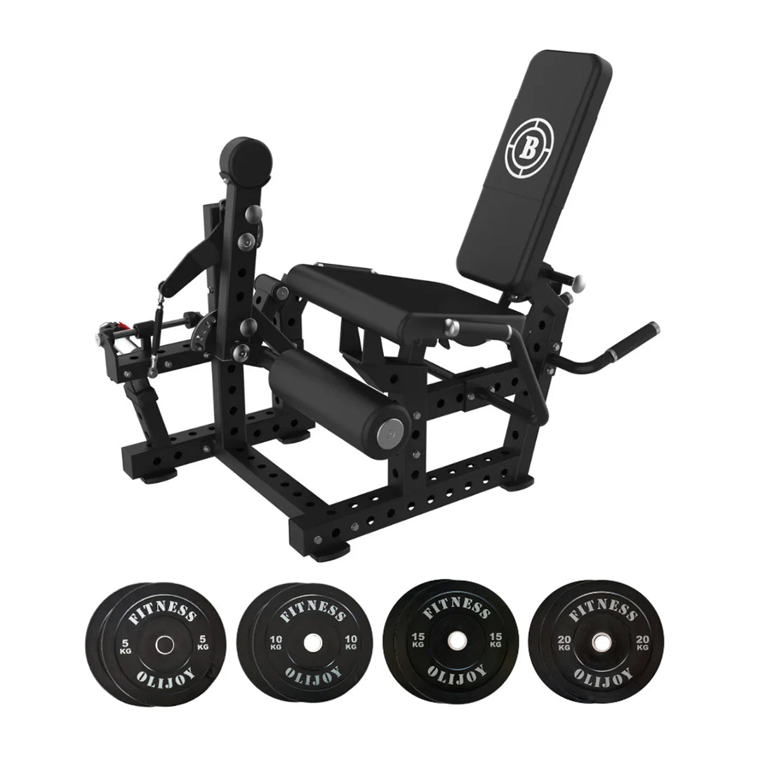 Oli Joy 5415 Premium Leg Curl Extension Bundle – Commercial Dual-Function Machine with 100 kg Olympic Rubber Bumper Plates