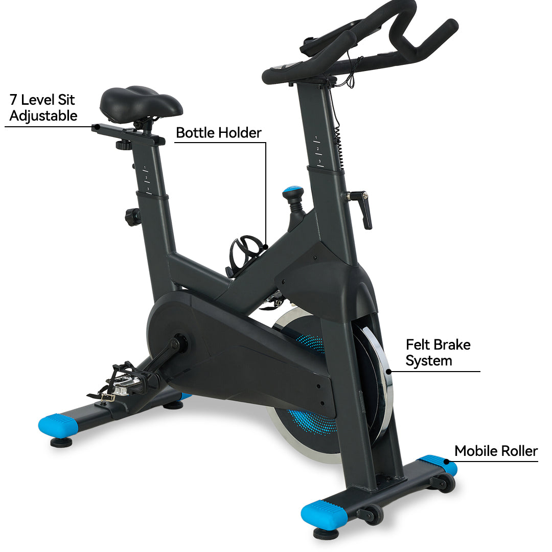 Commercial 18kg Flywheel Spin Bike with Adjustable Felt Resistance