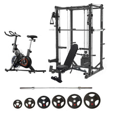 Load image into Gallery viewer, Oli Joy 5383 Ultimate Training Bundle – Smith Machine with 155 kg Plates, Bench &amp; Magnetic Exercise Bike
