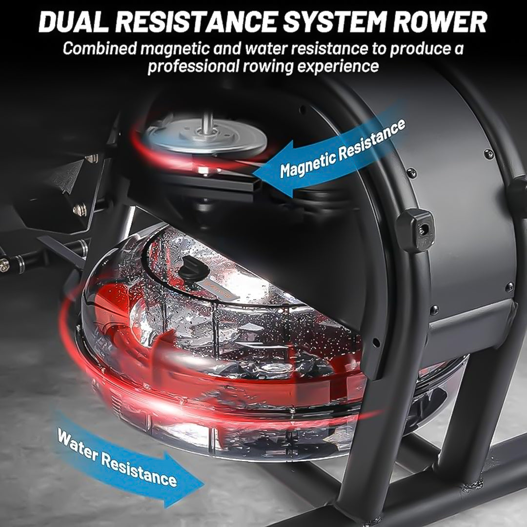 Magnetic & Water Resistance Dual-Oar Wind Rowing Machine