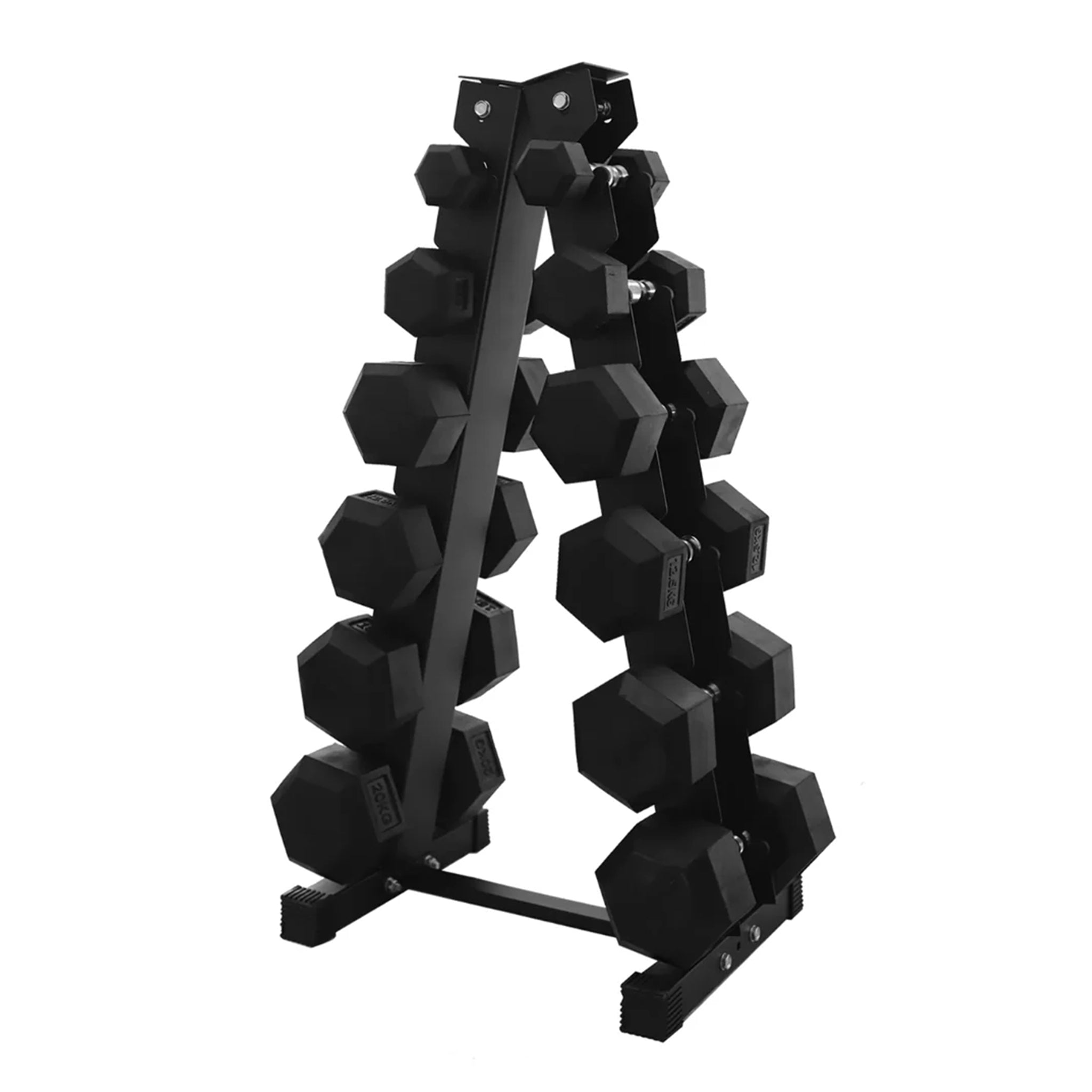 2.5kg to 20kg Hex Dumbbell & Storage Rack Bundle (6 pairs - 135kg)