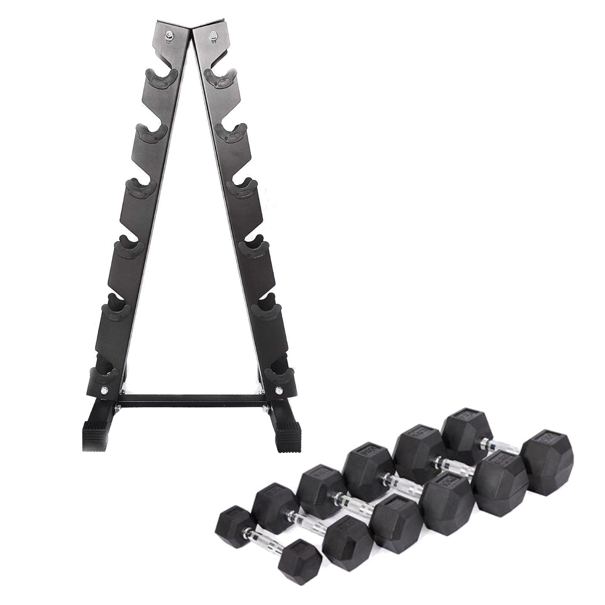 2.5kg to 15kg Hex Dumbbell & Storage Rack Bundle (6 pairs - 105kg) - Oli Joy Sports 
