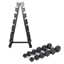 Load image into Gallery viewer, Pre Order 2.5kg to 22.5kg Hex Dumbbell &amp; Storage Rack &amp; Bench Bundle (6 pairs - 135kg)
