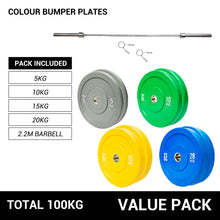Load image into Gallery viewer, Preorder OLI JOY 100KG Colour Bumper Plate Bundle (5/10/15/20KG)
