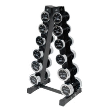 Load image into Gallery viewer, 2.5kg to 15kg Chrome Round Dumbbell &amp; Storage Rack Bundle (6 pairs - 105kg)
