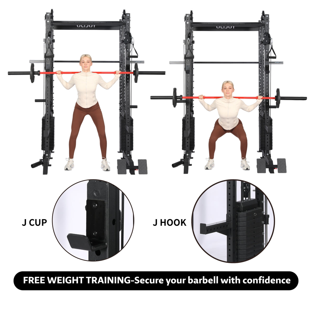 OLI JOY All-in-One Pin-Loaded Smith Machine Functional Trainer