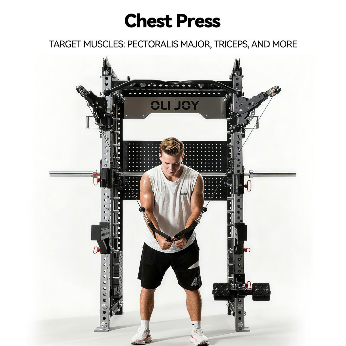 OLI JOY Commercial Pin-Loaded Smith Machine with Cable Crossover