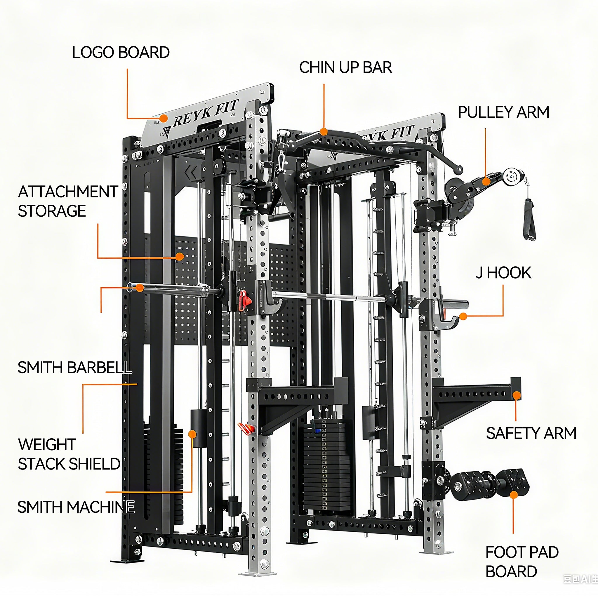 All-in-One Smith Machine Cable Crossover – Pin-Loaded Strength Trainer for Home & Commercial Gym
