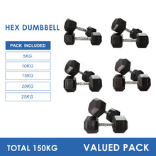 Load image into Gallery viewer, 5kg to 25kg Hex Dumbbell Bundle (5 pairs - 150kg)
