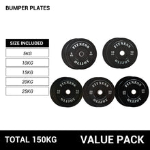 Load image into Gallery viewer, OLI JOY 150KG Black Bumper Plate Bundle (5/10/15/20/25KG)
