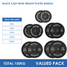 150kg Black Cast Iron Plates Bundle (5/10/15/20/25) - Oli Joy Sports 