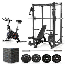 Load image into Gallery viewer, Oli Joy 5383 Commercial Smith Machine Bundle – Includes 100 kg Olympic Bumper Plates, Squat Rack, Cable Crossover, Cardio &amp; Gym Mat
