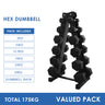5kg to 25kg Hex Dumbbell & Storage Rack Bundle (6 pairs - 175kg) - Oli Joy Sports 