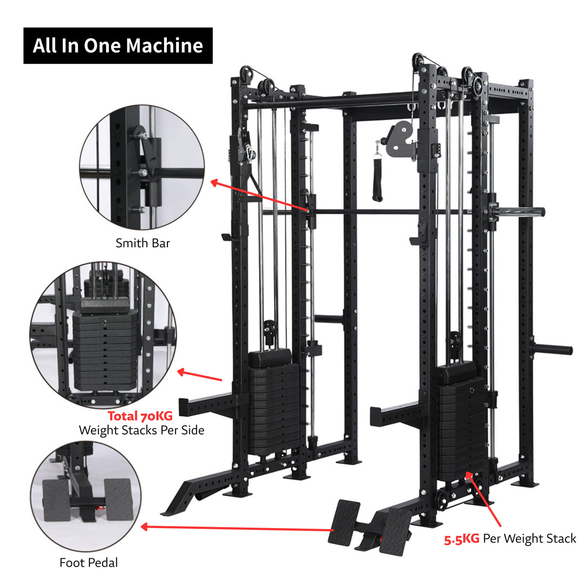 OLI JOY All-in-One Pin-Loaded Smith Machine Functional Trainer