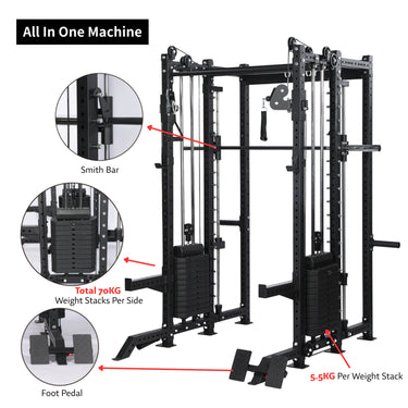 OLI JOY All-in-One Pin-Loaded Smith Machine Functional Trainer