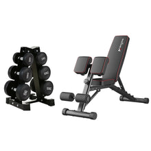 Load image into Gallery viewer, Preorder Round Dumbbell Set 2.5kg–15kg (6 Pairs – 105kg) + Storage Rack + Multifunctional Adjustable Weight Abdominal &amp; Sit-Up Bench + Back Training Preacher Curl Attachment
