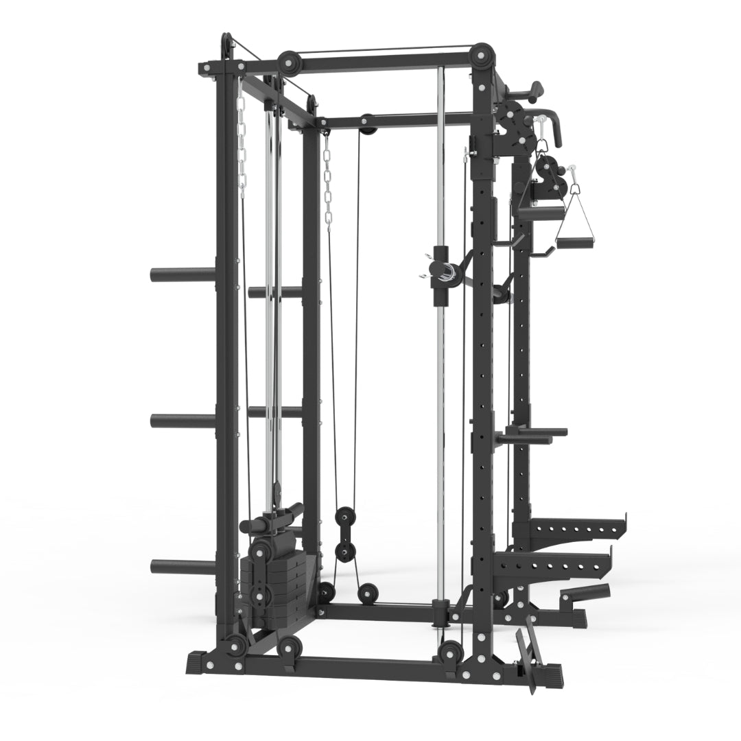 Oli Joy 5383 Commercial Smith Machine Bundle – Includes 100 kg Olympic Rubber Plates, Squat Rack, Cable Crossover