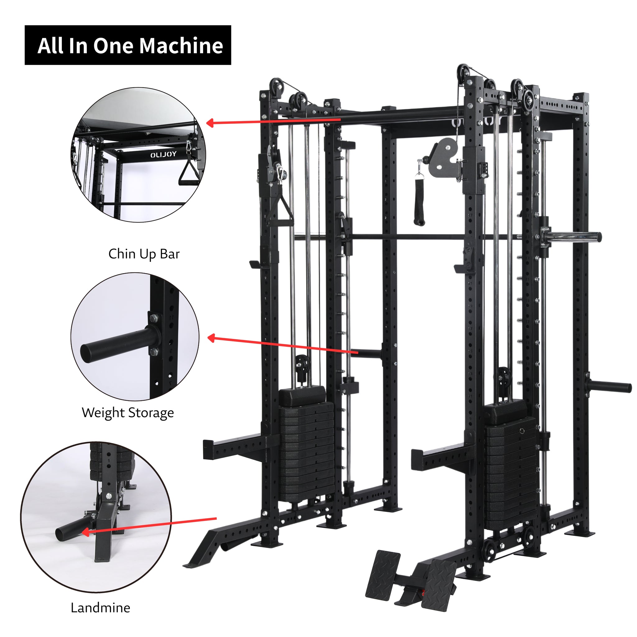 Oli Joy 8019 Ultimate Elite Bundle – All-in-One Smith Machine with 140 kg Stacks & Magnetic Vertical Climber