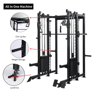 All-in-One Smith Machine + Cable Crossover with 70KG stacks– 2.0mm Modular Power Rack System