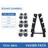 2.5kg to 7.5kg Chrome Round Dumbbell & Storage Rack Bundle (3 pairs - 30kg) - Oli Joy Sports 