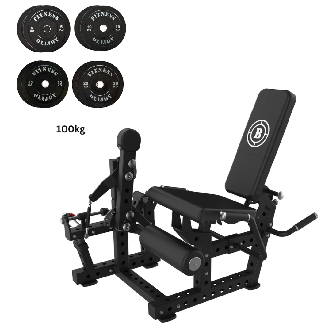 Oli Joy 5415 Premium Leg Curl Extension Bundle – Commercial Dual-Function Machine with 100 kg Olympic Rubber Bumper Plates