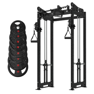 Cable Crossover Rack – Plate Loaded + Adjustable Chin-up Bar + 140KG Plates