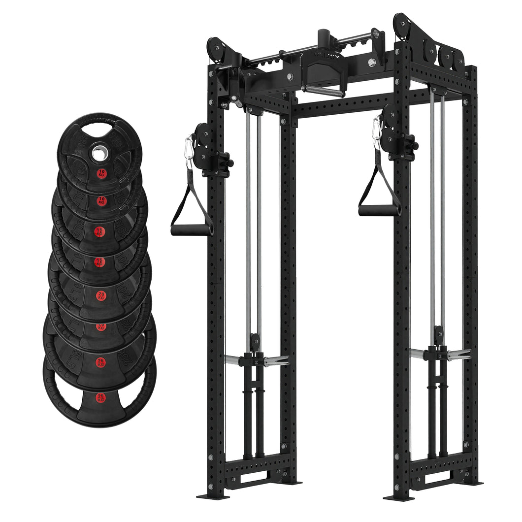 Cable Crossover Rack – Plate Loaded + Adjustable Chin-up Bar + 140KG Plates