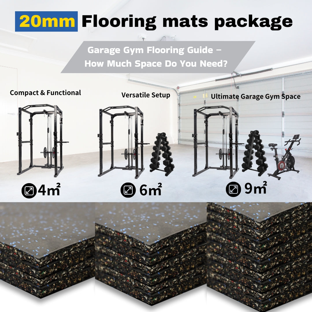 OLI JOY 20mm Commercial Rubber Flooring Tile (1m x 1m) – 4pcs Bundle