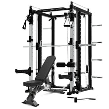 Load image into Gallery viewer, Premium Grade Smith Machine Squat Rack Lat Pull Down Crossover Machine+ Bench
