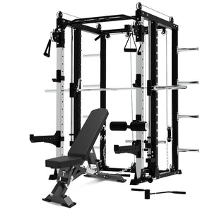 Premium Grade Smith Machine Squat Rack Lat Pull Down Crossover Machine+ Bench