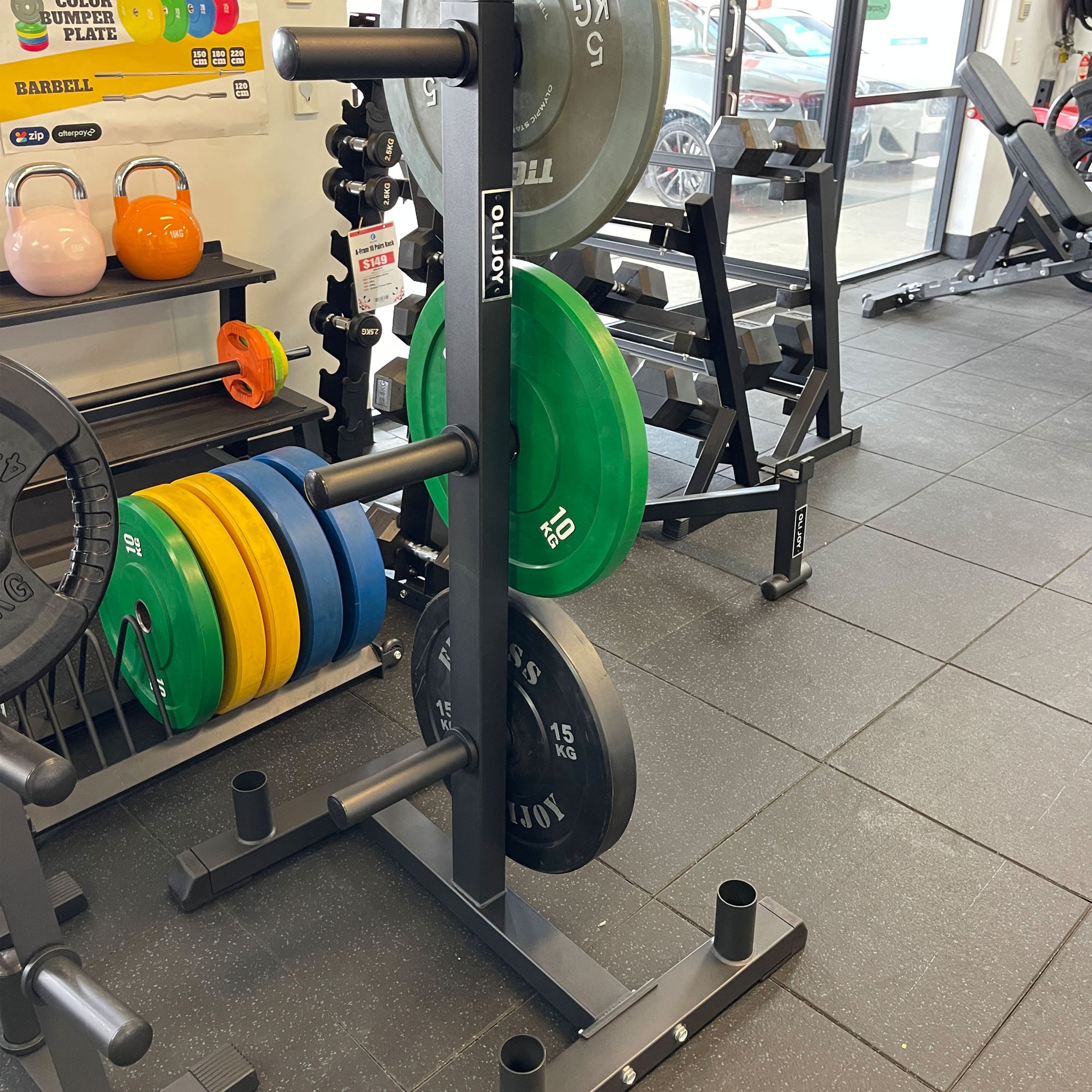 Olympic Weight Plates Steel Rack Holder & Bar Stand - Oli Joy Sports 
