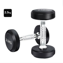 Load image into Gallery viewer, 2.5kg to 7.5kg Round Dumbbell &amp; Storage Rack Bundle (3 pairs - 45kg)
