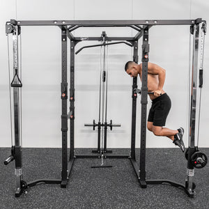 Commercial Grade Power Rack Cage Plus Cable Crossover Attachment (Black Colour)