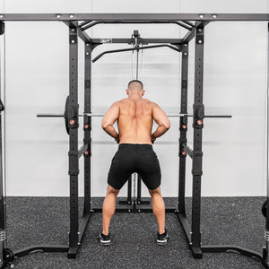 Commercial Grade Power Rack Cage Plus Cable Crossover Attachment (Black Colour)