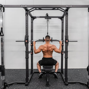 Commercial Grade Power Rack Cage Plus Cable Crossover Attachment (Black Colour)