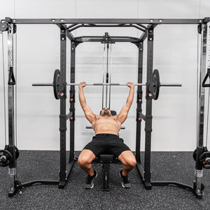 Commercial Grade Power Rack Cage Plus Cable Crossover Attachment (Black Colour)