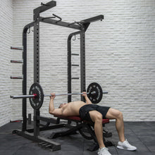 Load image into Gallery viewer, Half Rack Bundle - 100kg Black Bumper Weight Plates &amp; Barbell
