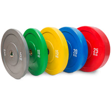 Load image into Gallery viewer, Lat Pull Down Low Row Machine Bundle - 100kg Colour Bumper Plates
