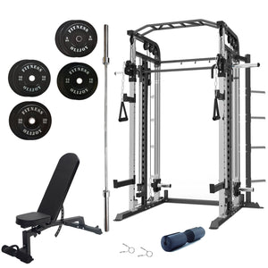 Commercial Grade Multi Functional Smith Machine Cable Crossover Machine Ultimate Fitness Equipment Bundle