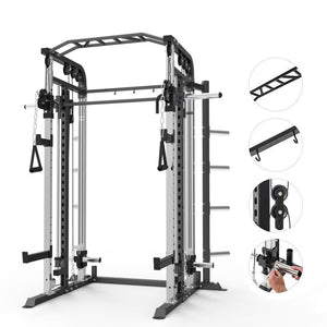 Smith Machine Bundle - 150kg Rubber Weight Plates, Barbell & Bench