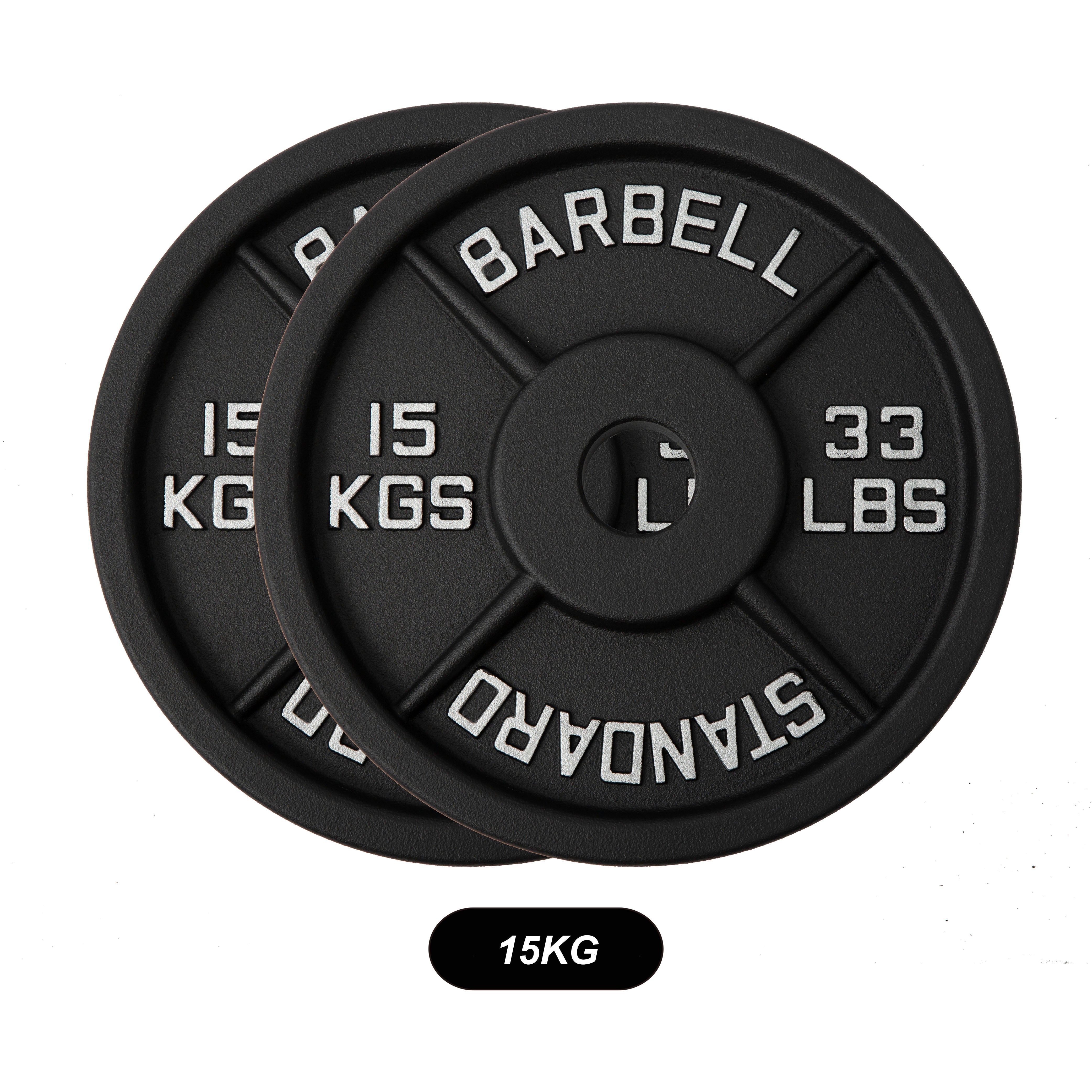 100kg Black Cast Iron Plates & Barbell Bundle (2.2m bar) - Oli Joy Sports 