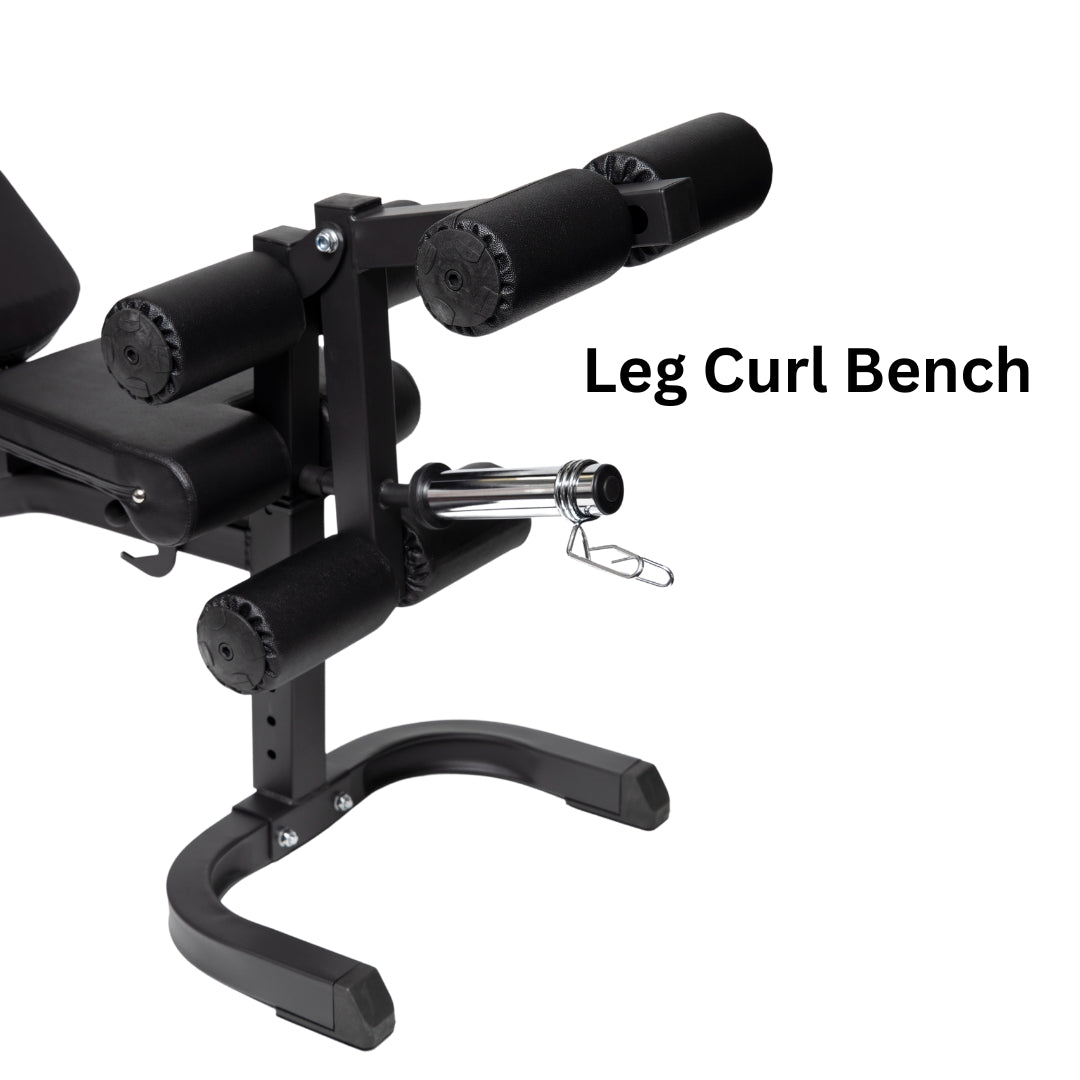 Adjustable Heavy Duty Workout Bench Plus Leg Curl Attachment - Oli Joy Sports 