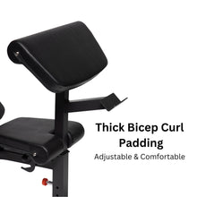 Load image into Gallery viewer, Adjustable Heavy Duty Workout Bench Plus Bicep Curl Attachment
