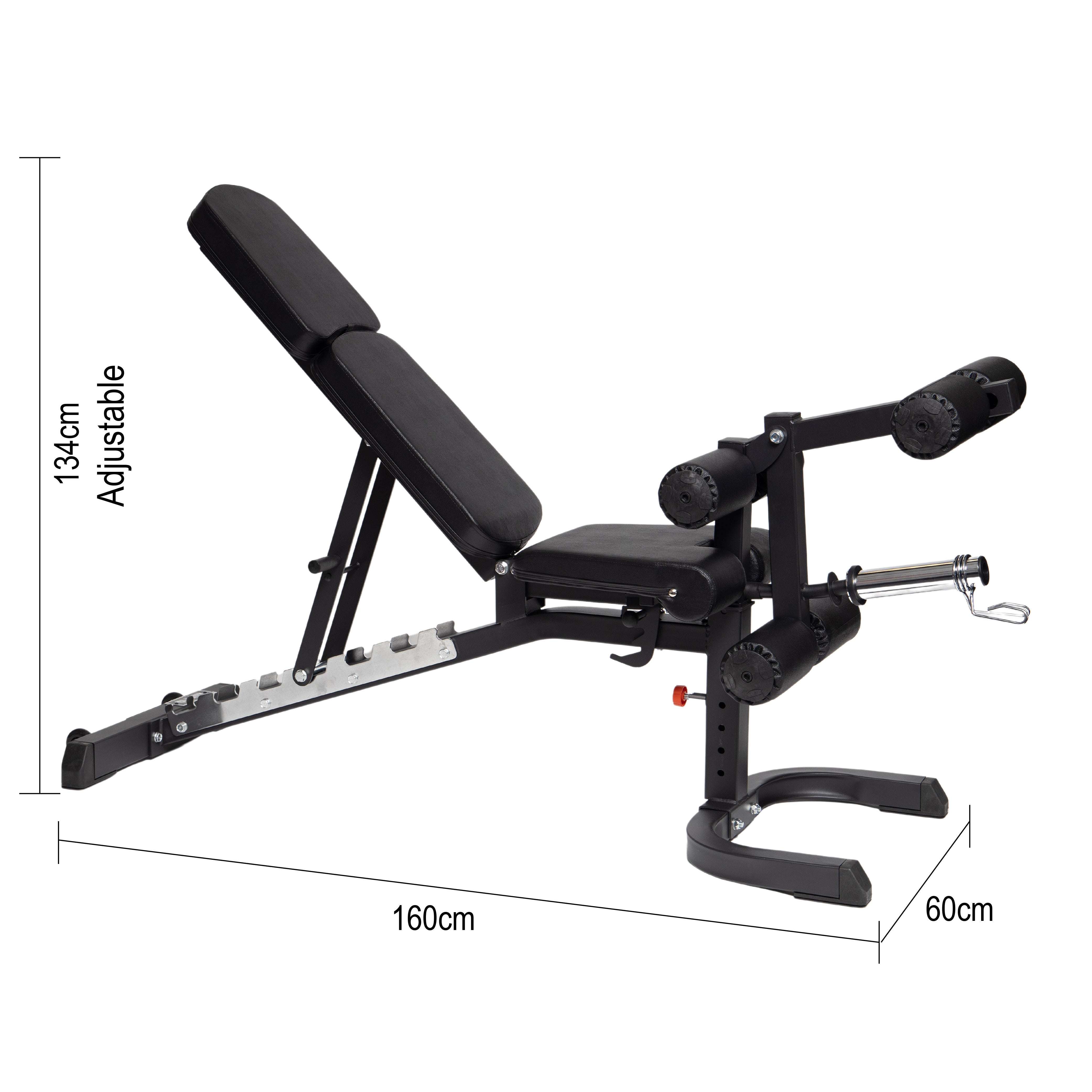 Adjustable Heavy Duty Workout Bench Plus Bicep Curl Attachment & Leg Curl Attachment - Oli Joy Sports 