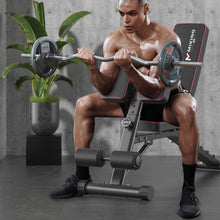 Load image into Gallery viewer, Adjustable Squat Rack Barbell Rack Bundle - 60kg Rubber Weight Plates &amp; Barbell &amp; Bench
